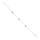 0.15ct Diamond & 0.06ct Blue Sapphire 14k White Gold Hamsa Star Eye Bracelet